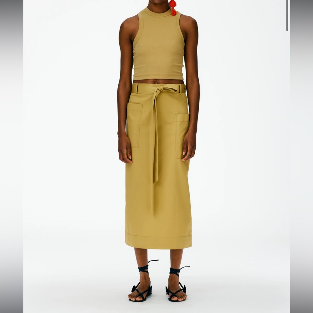 Tibi Eco Poplin Lean Back Wrap Skirt Khaki size 2